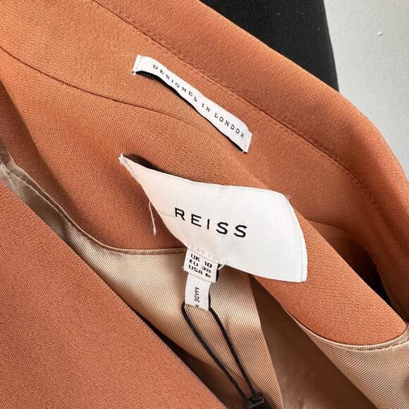 REISS Rust Nuria Tailored Blazer 6 Peak Lapel Slim Straight Pant Full Suit 4 NEW - Picture 11 of 12